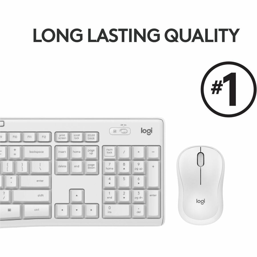Logitech MK295 Silent Wireless Keyboard and Mouse Combo with SilentTouch Technology - Off White