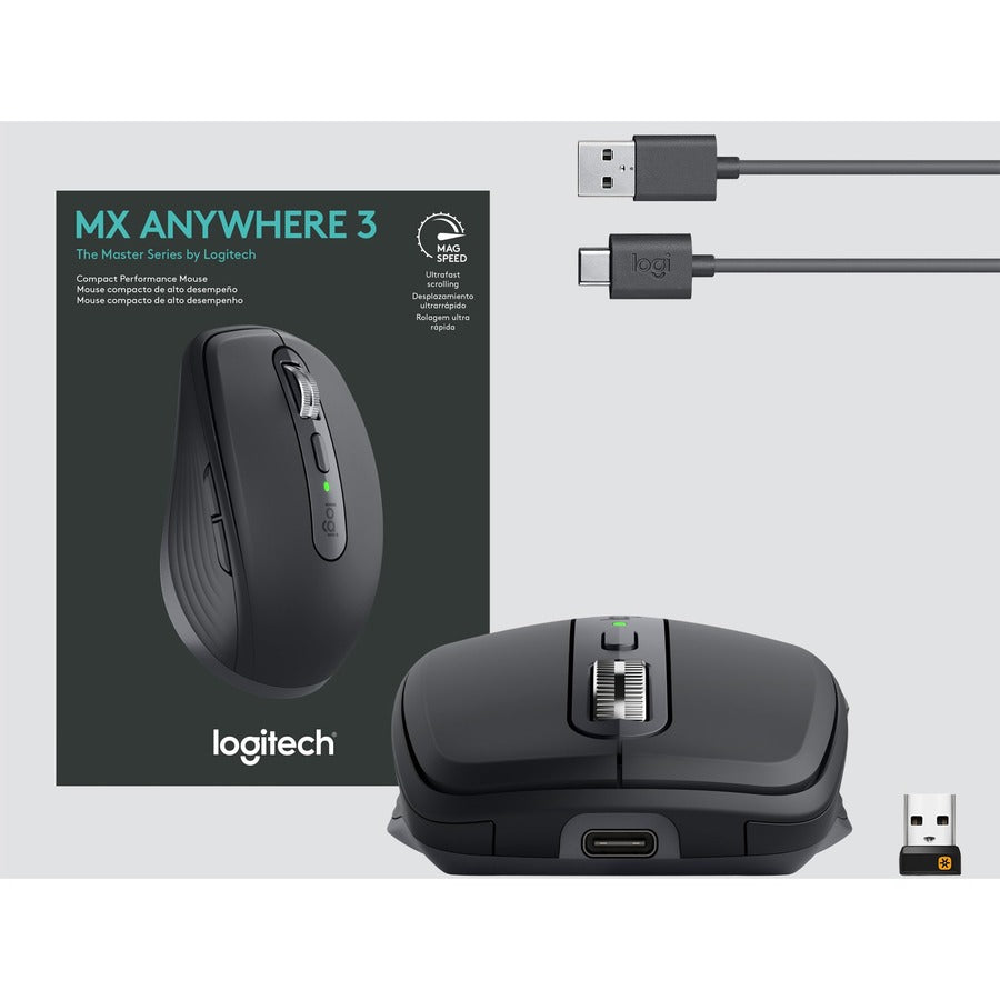 Logitech MX Anywhere 3 Wireless Performance Mouse – Compact, Multi-Device, Black