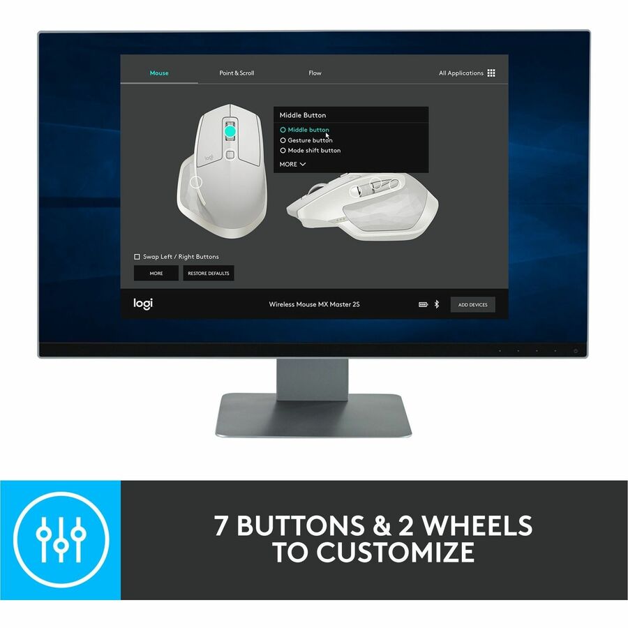 Logitech MX Master 2S Bluetooth Edition Wireless Mouse in Graphite