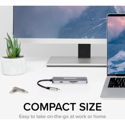 Plugable USB-C 7-in-1 Hub Multiport Adapter with 4K HDMI, USB 3.0 Ports, SD & microSD Card Slots, and 100W Power Delivery