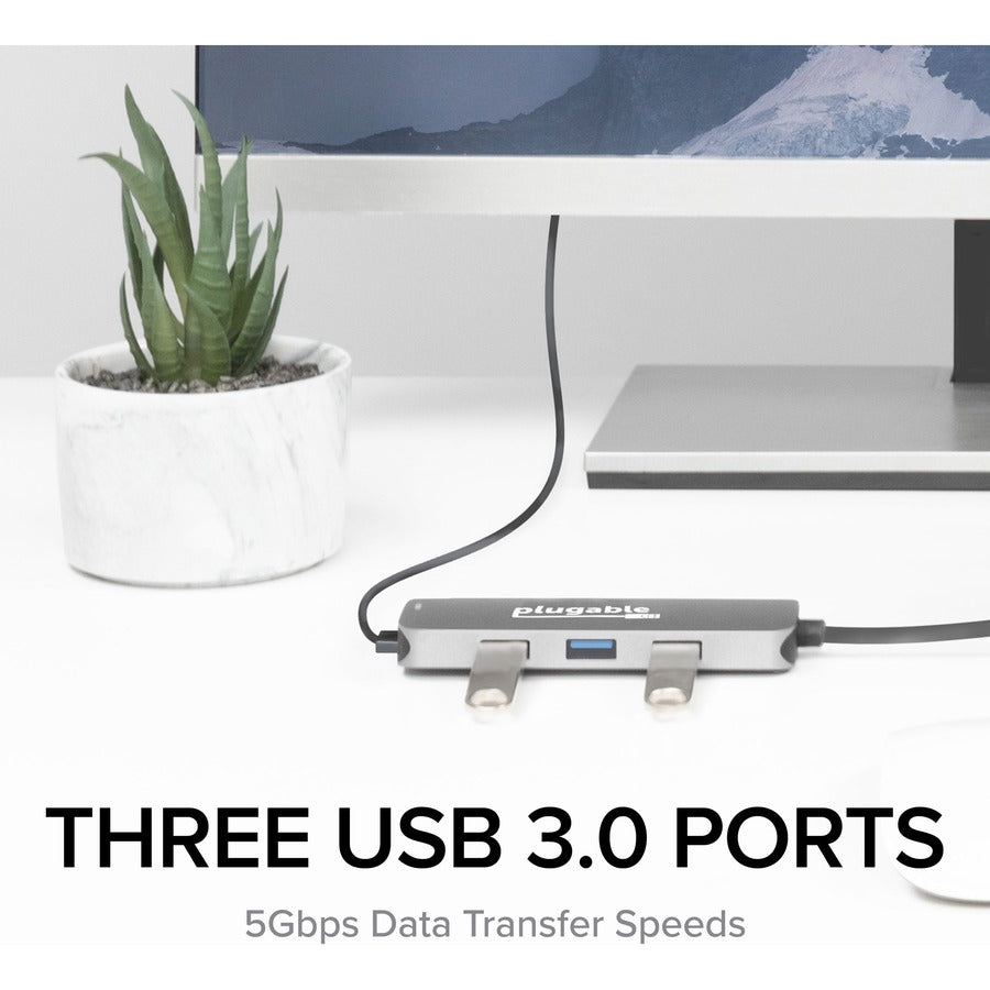 Plugable USB-C 7-in-1 Hub Multiport Adapter with 4K HDMI, USB 3.0 Ports, SD & microSD Card Slots, and 100W Power Delivery