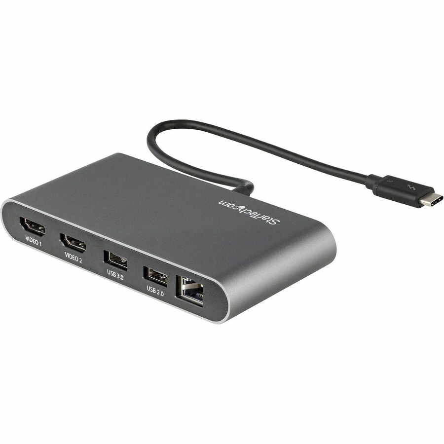 StarTech.com Thunderbolt 3 Mini Dock - Portable Dual 4K HDMI Monitor Docking Station with Gigabit Ethernet and USB-A Ports
