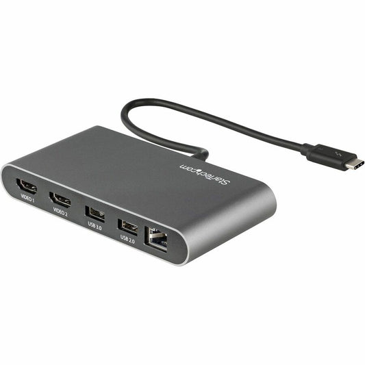 StarTech.com Thunderbolt 3 Mini Dock - Portable Dual 4K HDMI Monitor Docking Station with Gigabit Ethernet and USB-A Ports