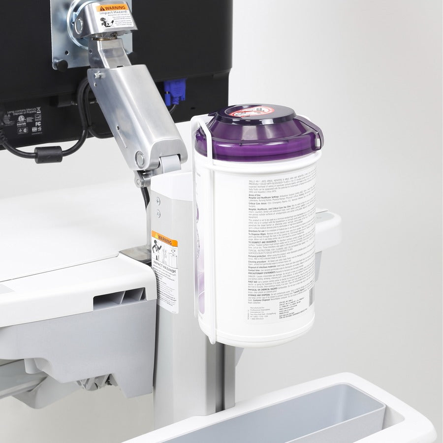 Ergotron T-Slot Wipes Holder for Medical Carts - White, Model 98450