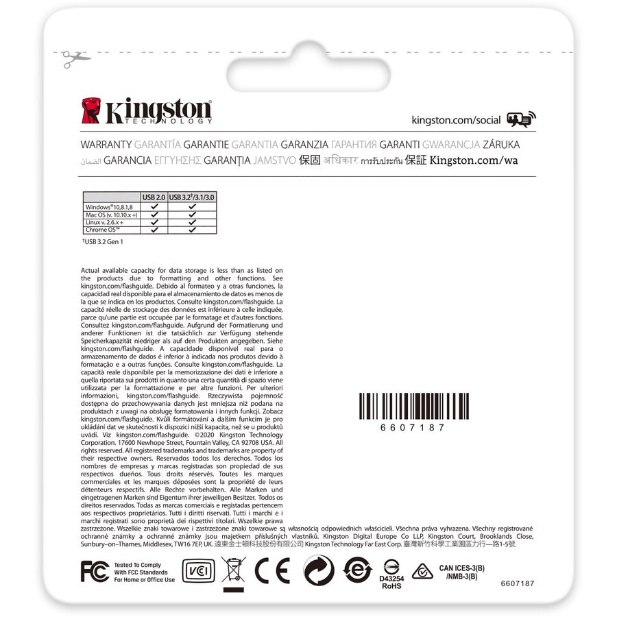 Kingston DataTraveler Exodia 256GB USB 3.2 Flash Drive with Protective Cap and Keyring in Pink