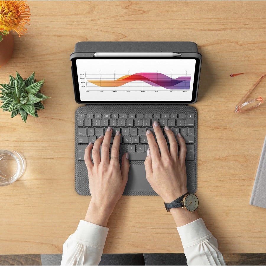 Logitech Folio Touch for iPad Air 11-inch (5th & 4th Gen) - Oxford Gray Keyboard Case with Trackpad