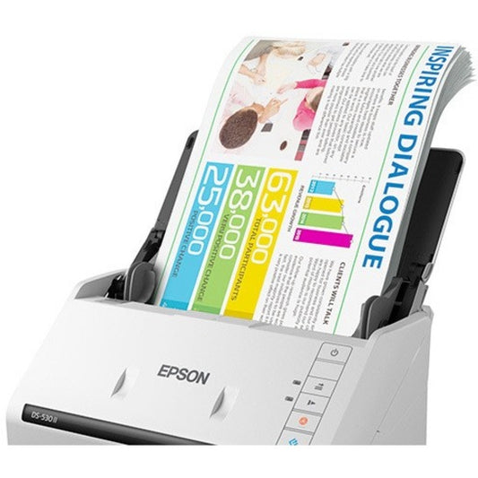 Epson DS-530 II Color Duplex Document Scanner - Fast 35 ppm, 50-Page Auto Feeder, OCR & Cloud Integration
