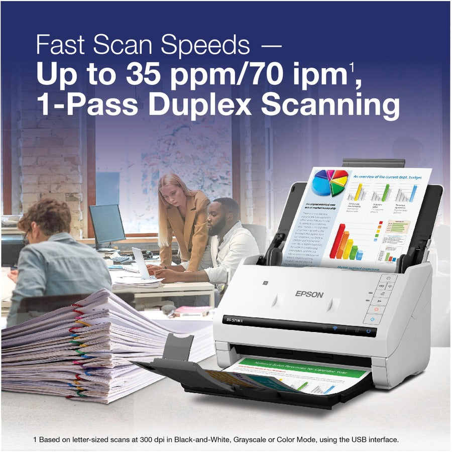 Epson DS-575W II Wireless Duplex Document Scanner with 35 ppm Speed and 50-Page ADF