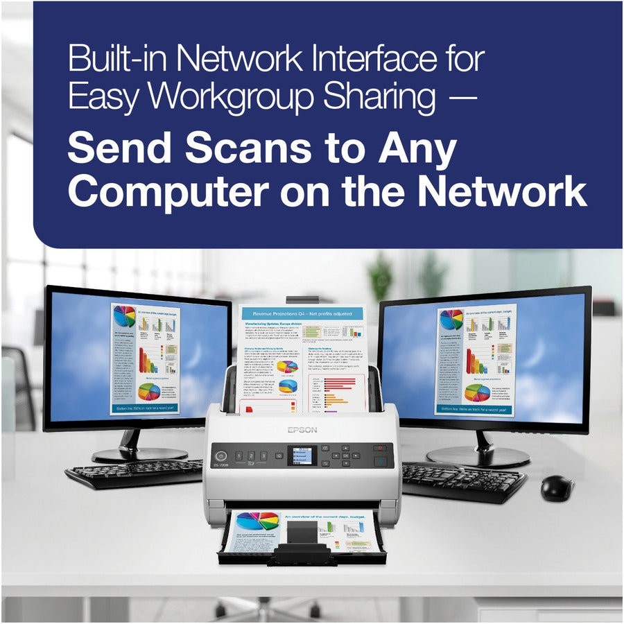 Epson DS-730N Sheetfed Scanner - 600 dpi Optical, Network Color Document Scanner
