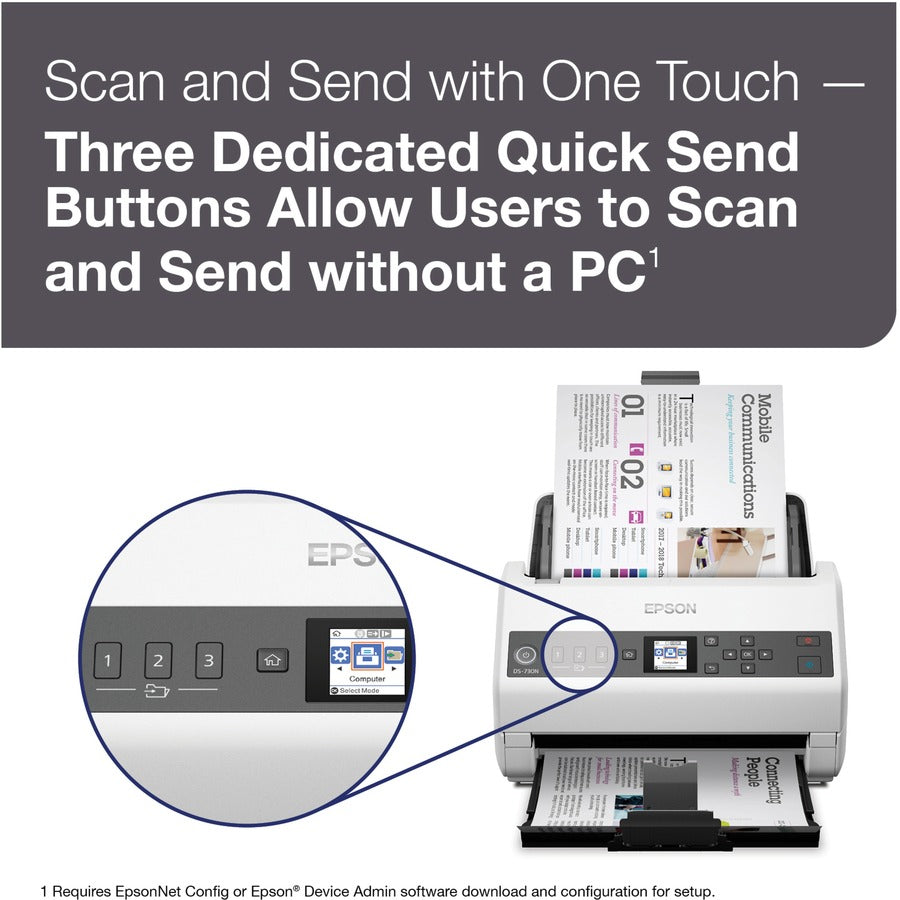 Epson DS-730N Sheetfed Scanner - 600 dpi Optical, Network Color Document Scanner