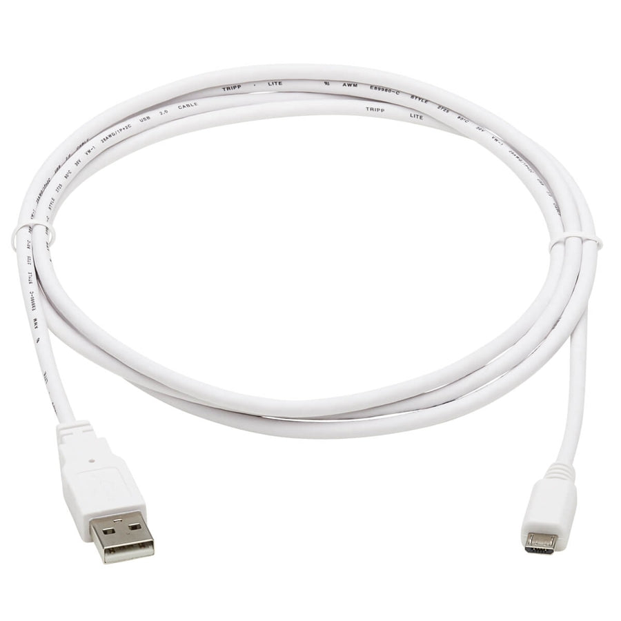 Eaton Tripp Lite Series Safe-IT USB 2.0 A to Micro-B Antibacterial Cable, 6 ft, White