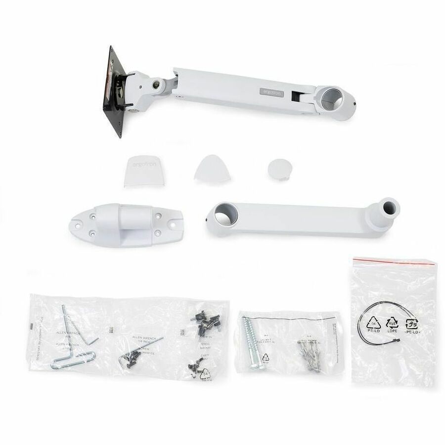 Ergotron LX Mounting Arm for LCD Display - Bright White, Wall Mount System
