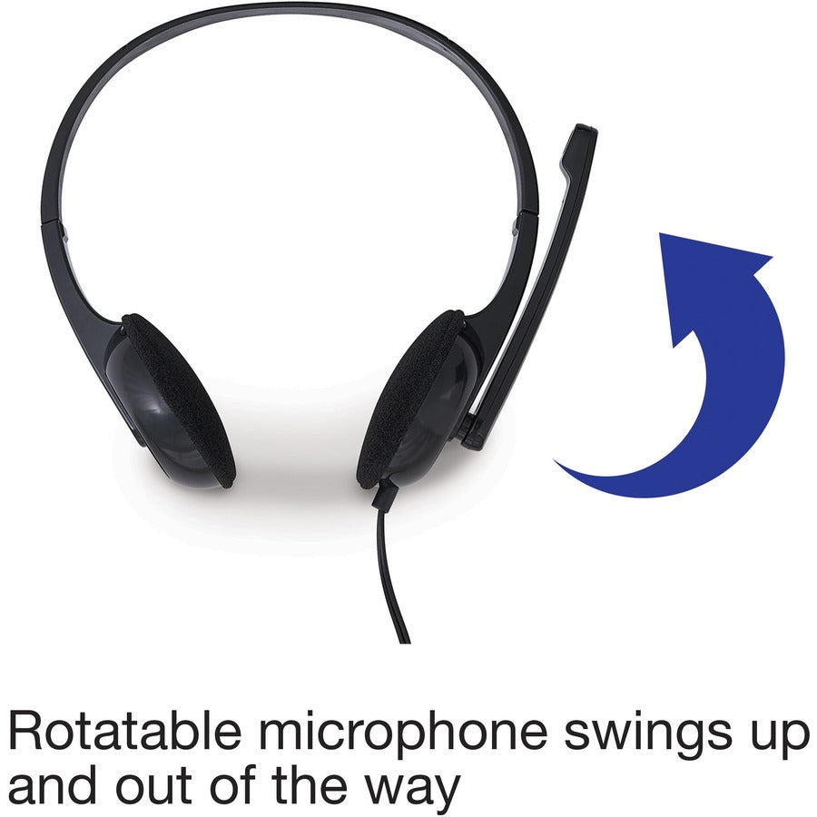 Verbatim America, LLC Stereo Headset with Microphone - Adjustable Over-the-Head Design with 3.5mm Jack