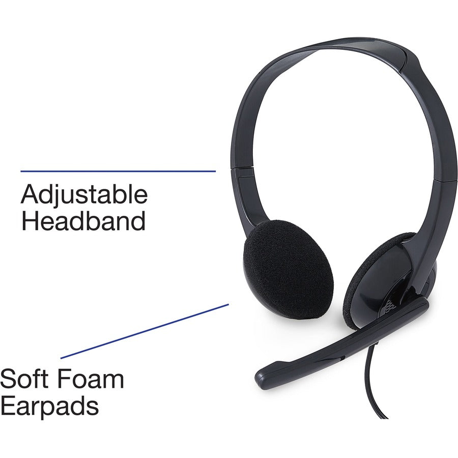 Verbatim America, LLC Stereo Headset with Microphone - Adjustable Over-the-Head Design with 3.5mm Jack