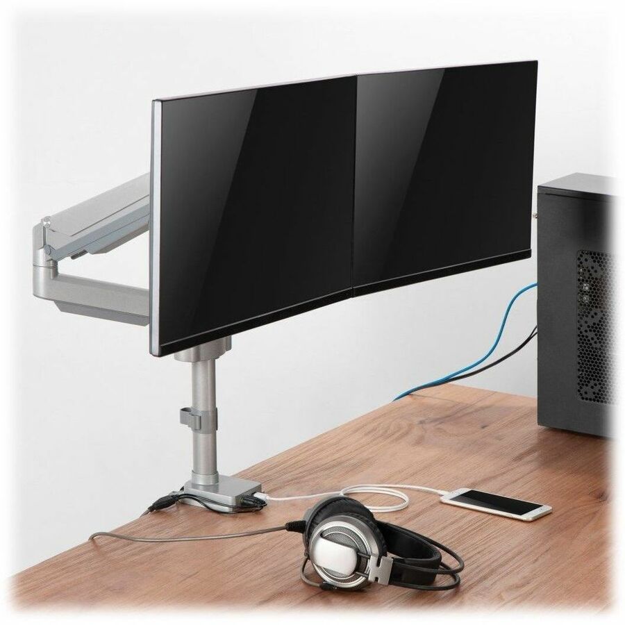 Eaton Tripp Lite DDR1732DAL Dual-Display Flex-Arm Desk Clamp Mount with USB and Audio Ports