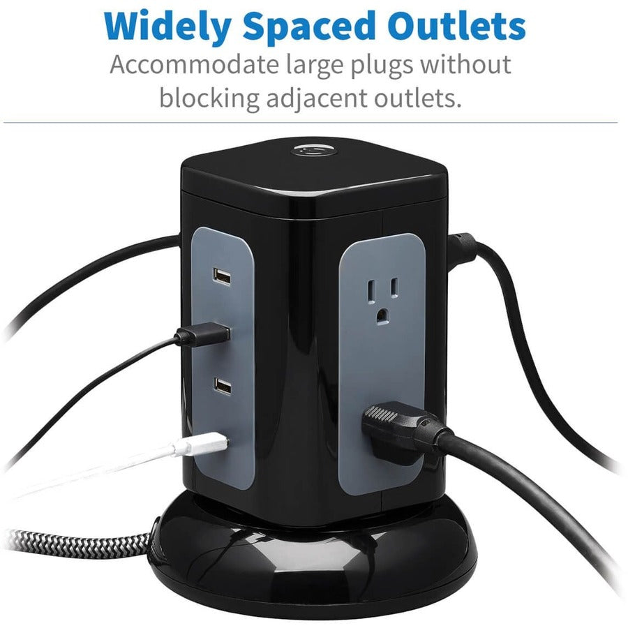 Eaton Tripp Lite Series Protect It! TLP606UCTOWER 6-Outlet Surge Protector Tower with USB-C and USB-A Ports, 1800 Joules, 8 ft. Cord
