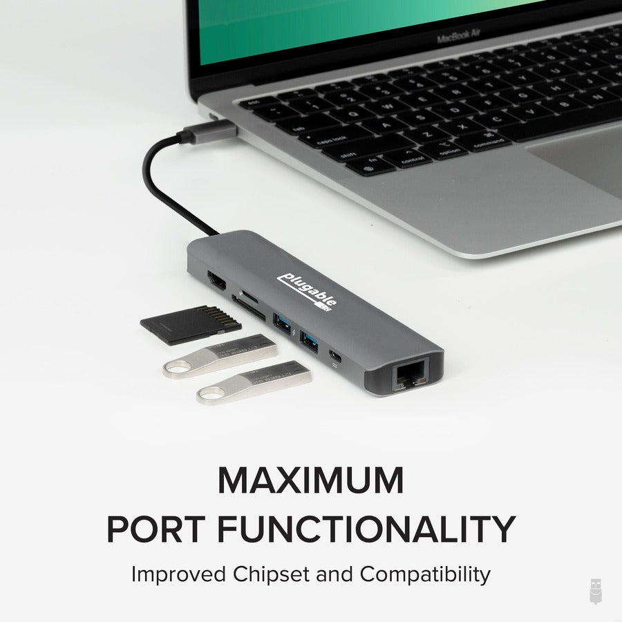 Plugable Technologies 7-in-1 USB-C Hub with Ethernet and 4K HDMI - USBC-7IN1E
