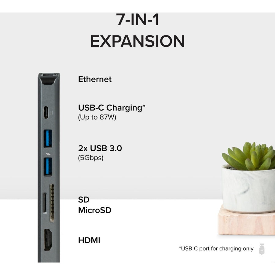 Plugable Technologies 7-in-1 USB-C Hub with Ethernet and 4K HDMI - USBC-7IN1E
