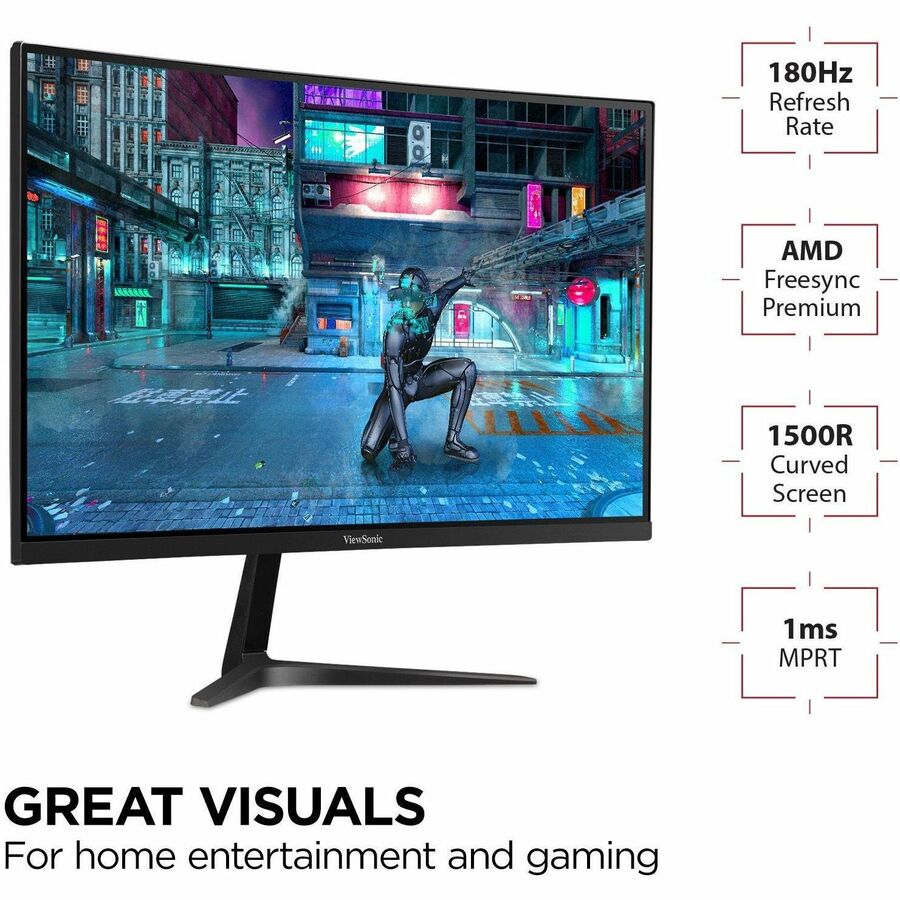 ViewSonic OMNI VX2718-2KPC-MHD 27-Inch Curved QHD Gaming Monitor with 180Hz Refresh Rate and Adaptive Sync