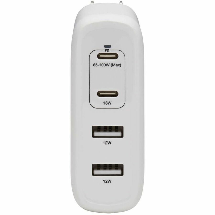 Eaton Tripp Lite Series 4-Port Compact USB Wall Charger with GaN Technology - 100W PD Fast Charging, 2 USB-C & 2 USB-A Ports, White