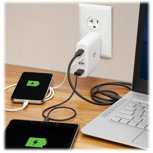 Eaton Tripp Lite Series 4-Port Compact USB Wall Charger with GaN Technology - 100W PD Fast Charging, 2 USB-C & 2 USB-A Ports, White