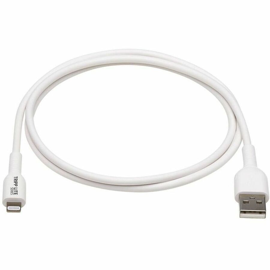 Eaton Tripp Lite Series Safe-IT USB-A to Lightning Sync and Charge Cable, 9.8 ft, MFi Certified, White