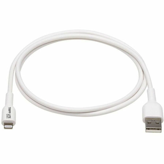 Eaton Tripp Lite Series Safe-IT USB-A to Lightning Sync and Charge Cable, 9.8 ft, MFi Certified, White