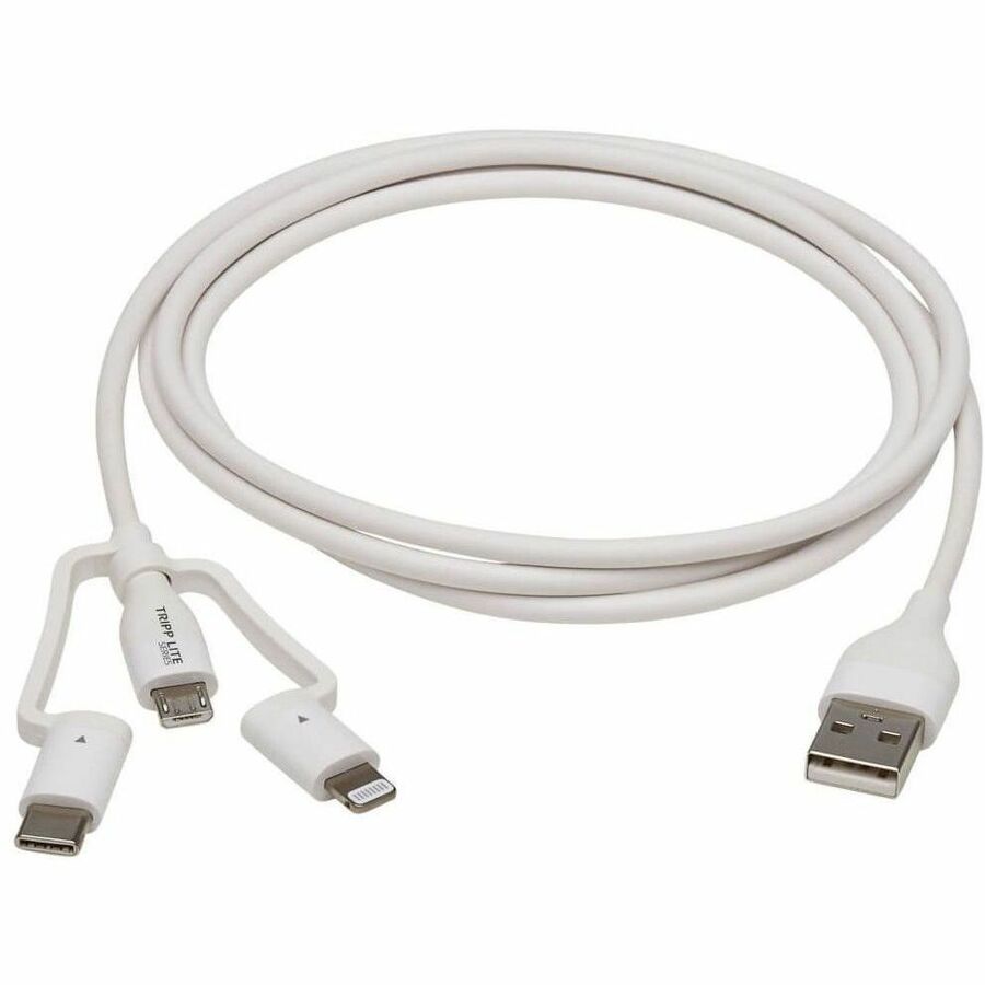 Eaton Tripp Lite Series Safe-IT Universal 4 ft. USB-A to Lightning, Micro-B & USB-C Sync/Charge Cable with Antibacterial Protection