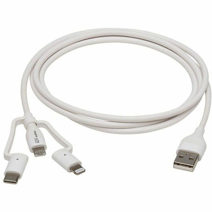 Eaton Tripp Lite Series Safe-IT Universal 4 ft. USB-A to Lightning, Micro-B & USB-C Sync/Charge Cable with Antibacterial Protection