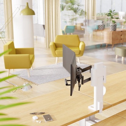 Ergotron TRACE Dual Monitor Mount (White) – Adjustable Desk Mount for 27-Inch LCD Displays