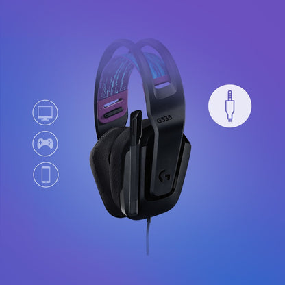 Logitech G335 Wired Gaming Headset - Lightweight Comfort, Multi-Platform Compatibility, Stereo Sound with 40mm Drivers