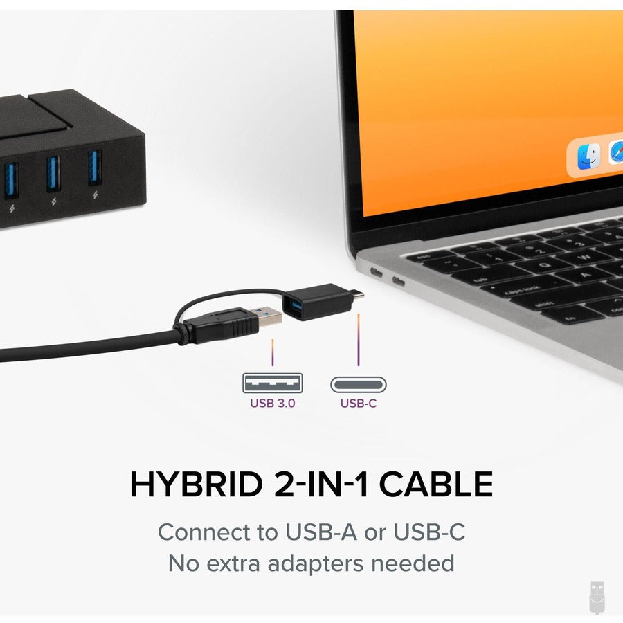 Plugable Technologies USBC-HUB7BC 7-Port USB 3.0 and USB-C Charging Hub with 60W Power Adapter