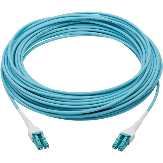 Eaton Tripp Lite Series 100G Duplex Multimode 50/125 OM4 Fiber Optic Network Cable - 15 Meters, Aqua Jacket
