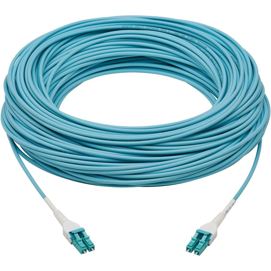 Eaton Tripp Lite Series 100G Duplex Multimode OM4 Fiber Optic Cable N821-50M-AQ-AR, 50 ft, Aqua LSZH Jacket