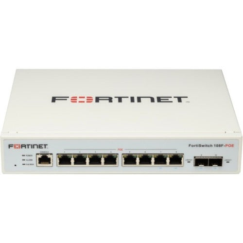 Fortinet FortiSwitch 108F-POE Ethernet Switch - Managed 8-Port Gigabit PoE+ Switch for SD-Branch and Converged Networks