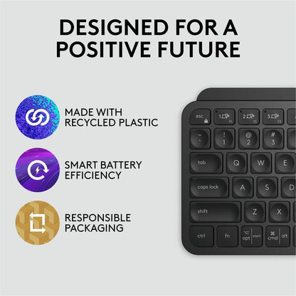 Logitech MX Keys Mini Wireless Backlit Keyboard – Compact, Bluetooth, USB-C, Black