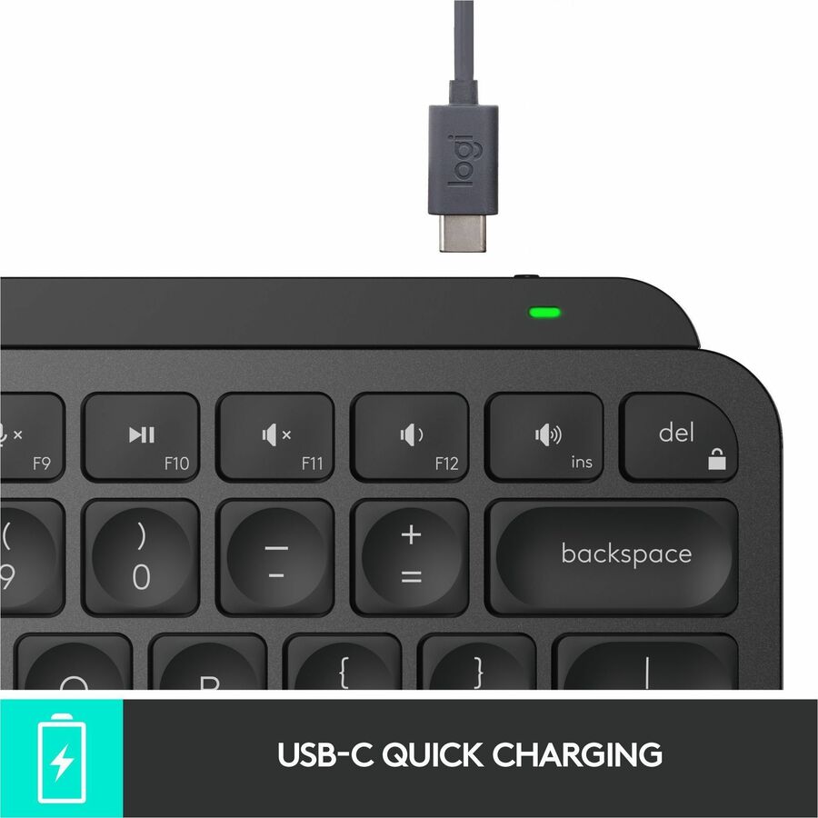 Logitech MX Keys Mini Wireless Backlit Keyboard – Compact, Bluetooth, USB-C, Black