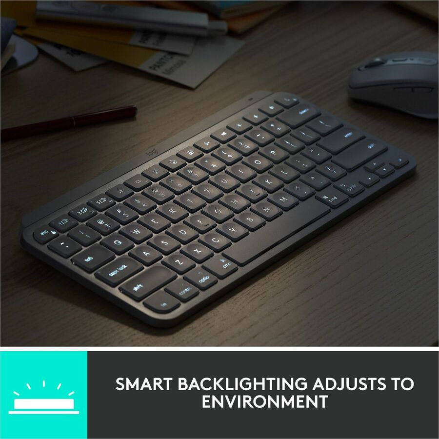 Logitech MX Keys Mini Wireless Backlit Keyboard – Compact, Bluetooth, USB-C, Black