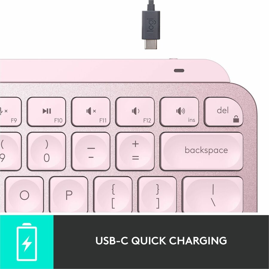 Logitech MX Keys Mini Rose Wireless Bluetooth Keyboard with Backlit Keys and Flow Support