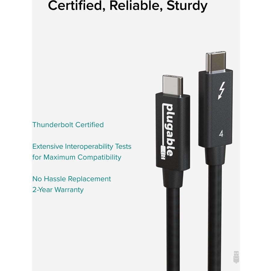 Plugable Technologies Thunderbolt 4 Data Transfer Cable (Part No. TBT4-40G2M) – 6.56 ft