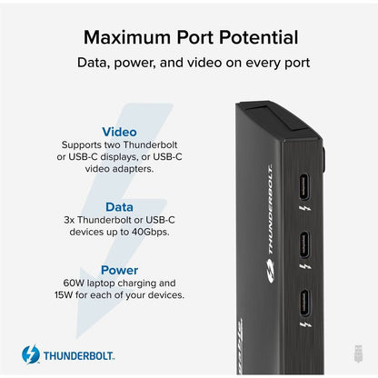 Plugable Thunderbolt 4 Hub TBT4-HUB3C – 4-Port USB-C and Thunderbolt 4 Dock with 60W Charging, 4K HDMI Support, Portable Design
