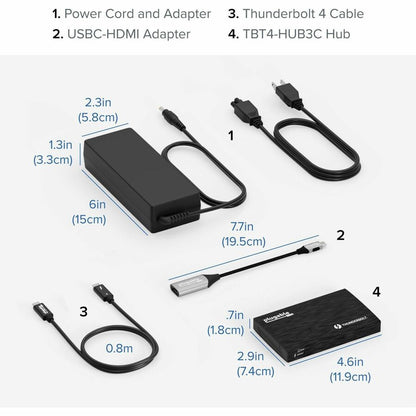 Plugable Thunderbolt 4 Hub TBT4-HUB3C – 4-Port USB-C and Thunderbolt 4 Dock with 60W Charging, 4K HDMI Support, Portable Design