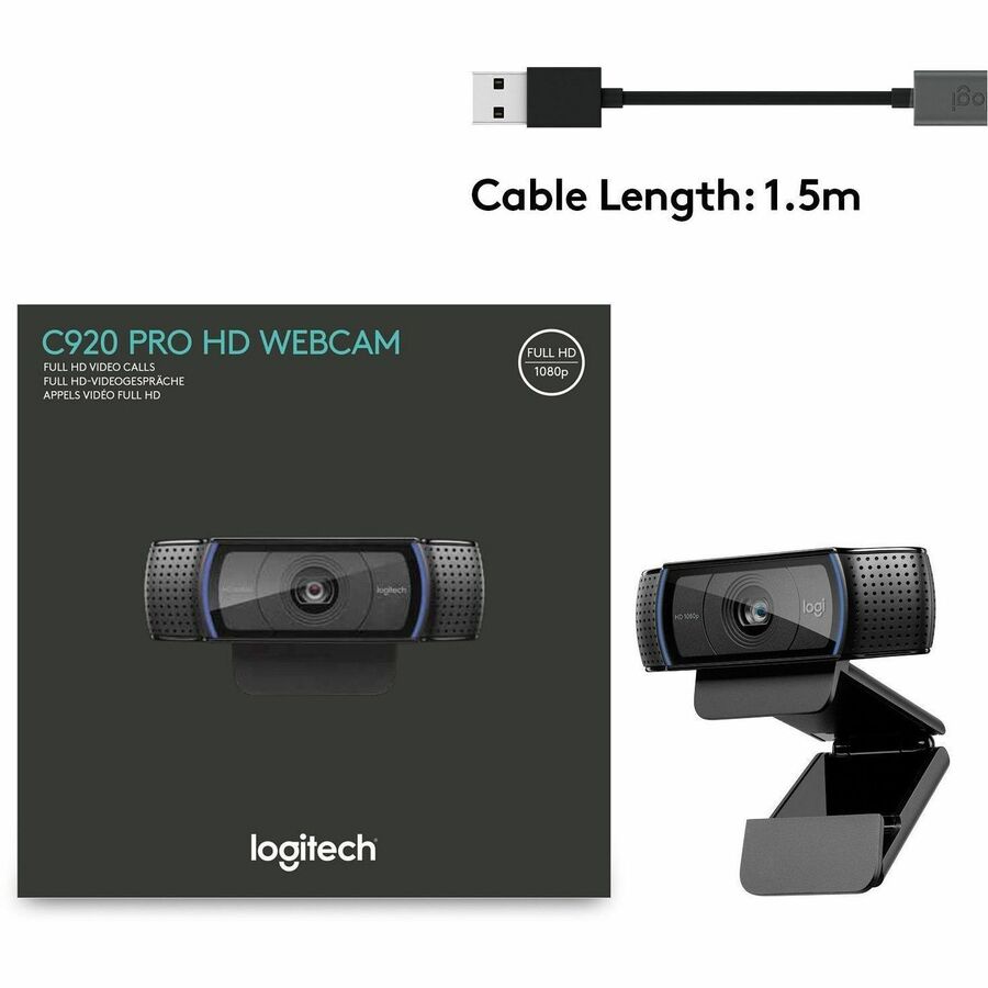 Logitech C920e HD 1080p Webcam with Built-in Microphones and Privacy Shutter