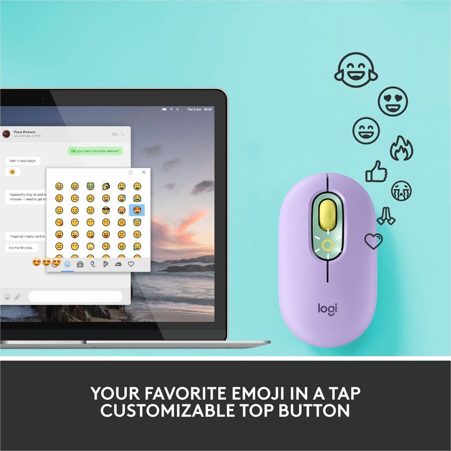 Logitech POP Mouse with Emoji - Daydream Mint Wireless Bluetooth Mouse