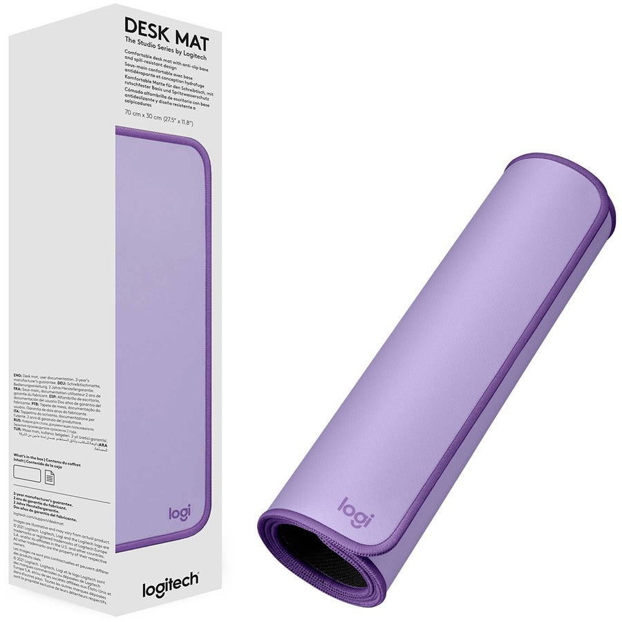 Logitech Desk Mat Studio Series in Lavender – Large Spill-Resistant Cloth Mouse Pad with Anti-Slip Base