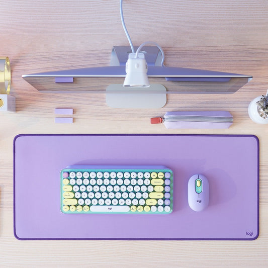 Logitech Desk Mat Studio Series in Lavender – Large Spill-Resistant Cloth Mouse Pad with Anti-Slip Base