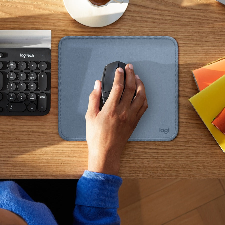 Logitech Studio Series Mouse Pad - Blue Gray, Spill-Resistant Cloth Surface with Anti-Slip Rubber Base