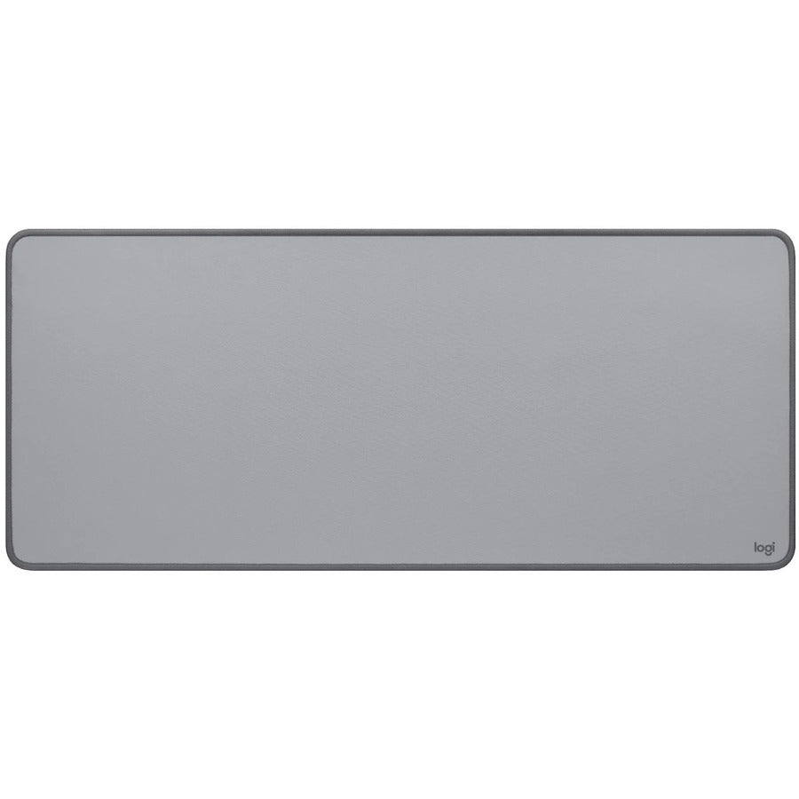 Logitech Desk Mat Studio Series (Mid Gray) – Large Spill-Resistant Cloth Desk Pad with Anti-Slip Base