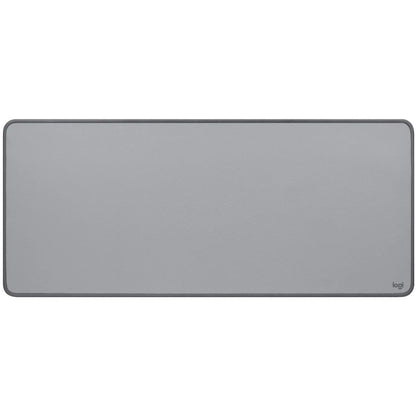 Logitech Desk Mat Studio Series (Mid Gray) – Large Spill-Resistant Cloth Desk Pad with Anti-Slip Base