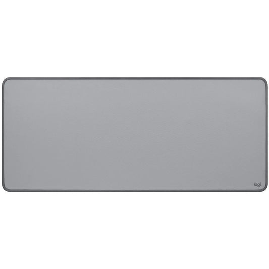 Logitech Desk Mat Studio Series (Mid Gray) – Large Spill-Resistant Cloth Desk Pad with Anti-Slip Base
